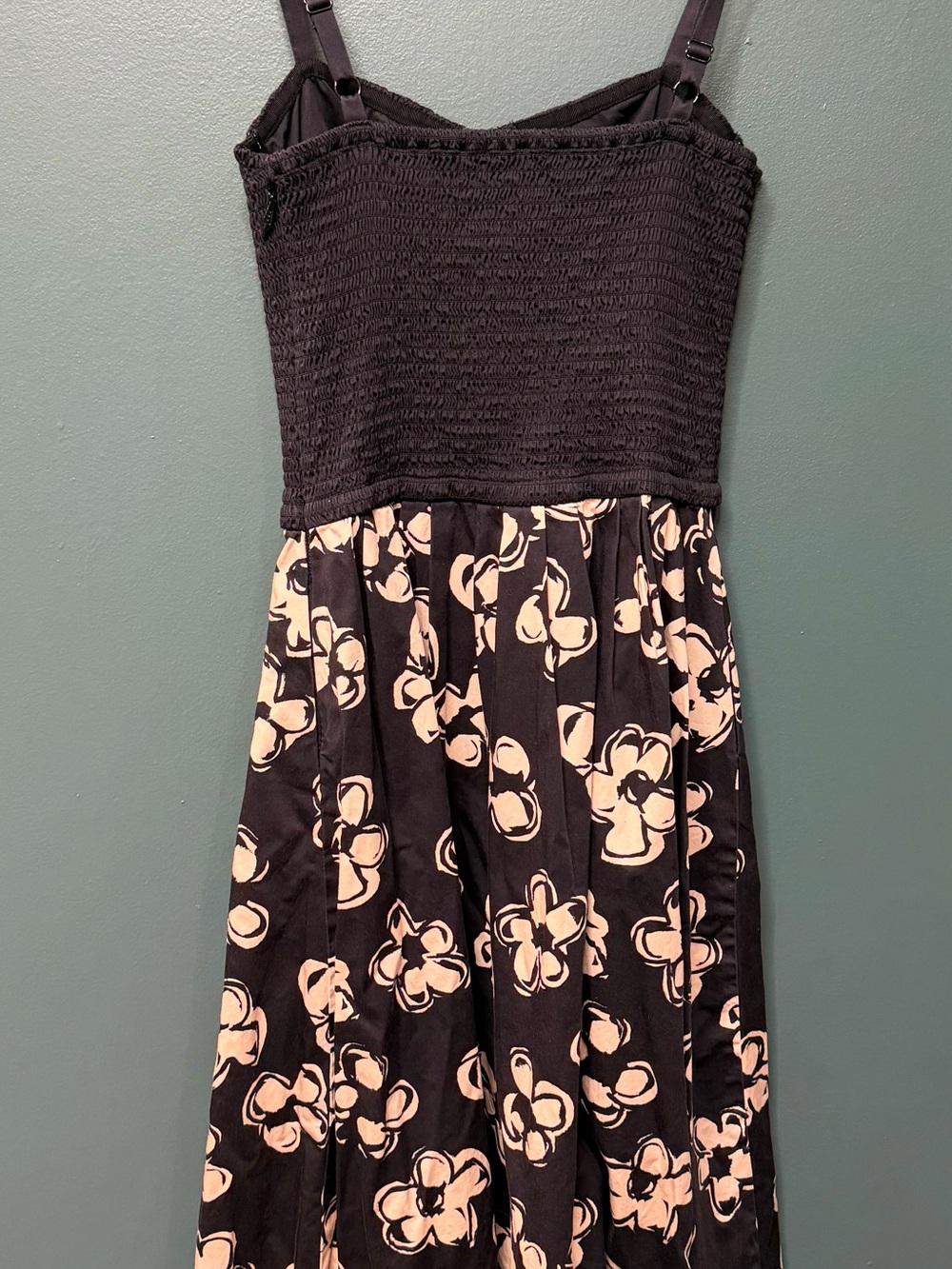 Marina Moscone RTR Cotton Floral Print Smocked Bodice Midi Dress Size 4 - Picture 4 of 5